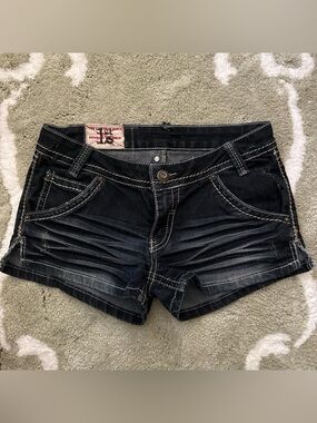 1st Kiss Women's Black Washed Denim Jean Shorts